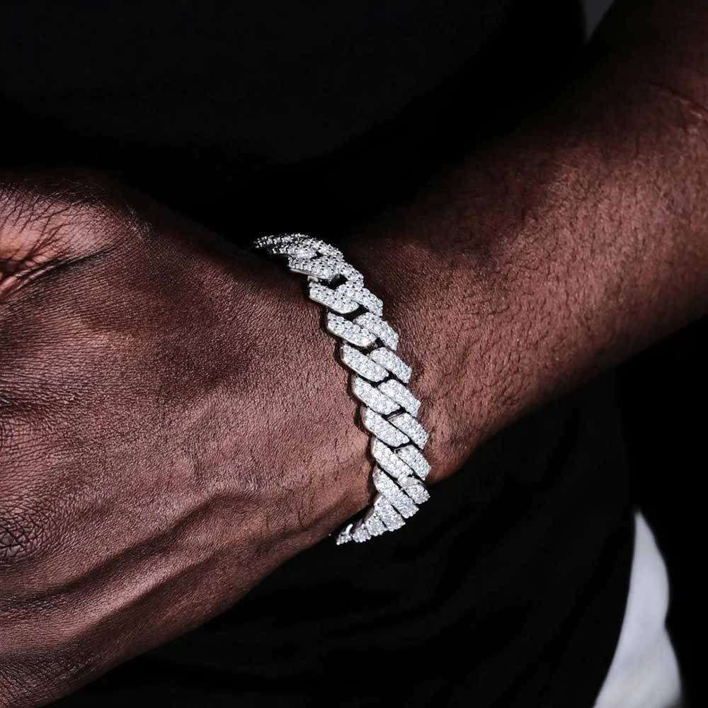 Bracelet homme – chaîne pavée zircon (14 mm)