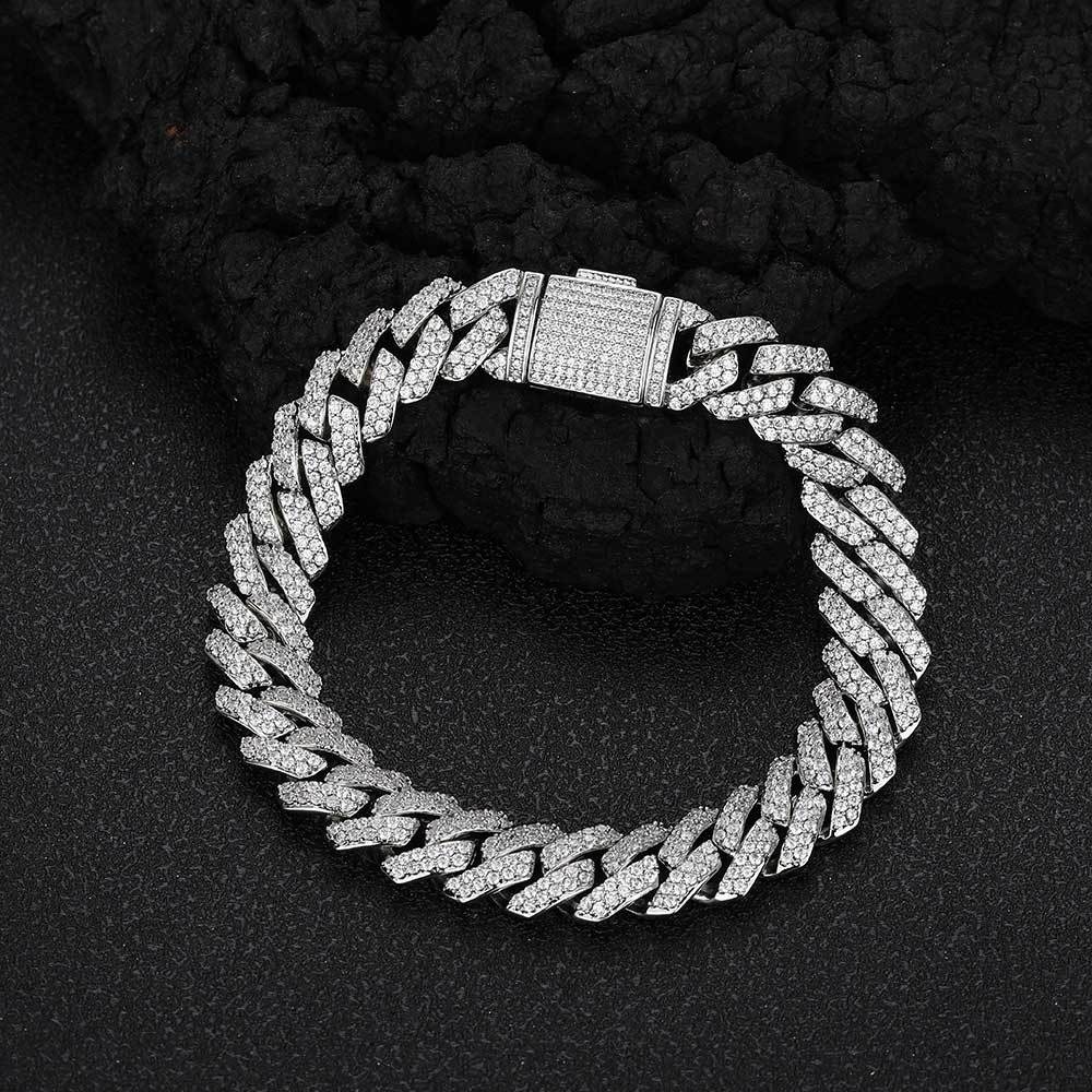 Bracelet homme – chaîne pavée zircon (14 mm)
