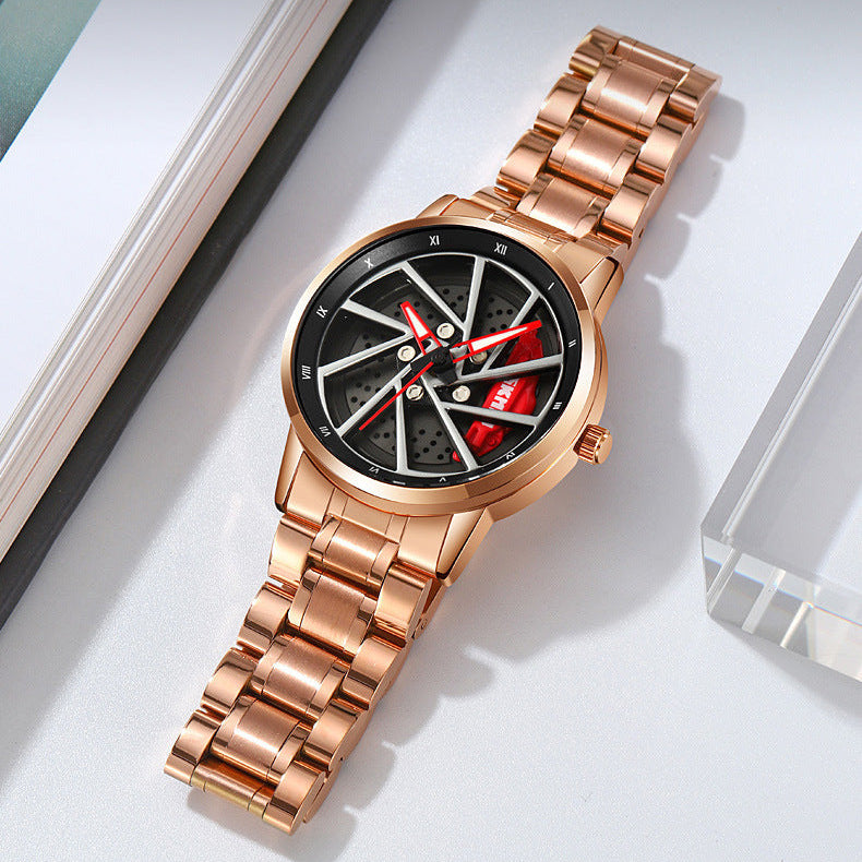 Montre cadran jante RS style sport chic (Quartz, acier)
