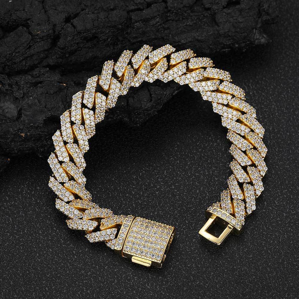 Bracelet homme – chaîne pavée zircon (14 mm)