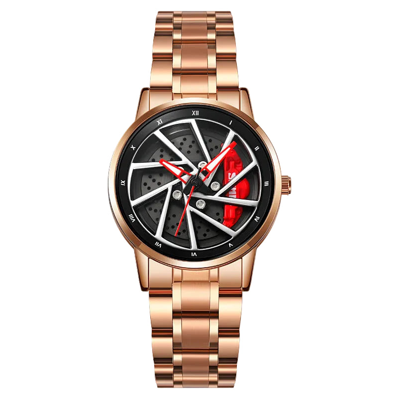 Montre cadran jante RS style sport chic (Quartz, acier)