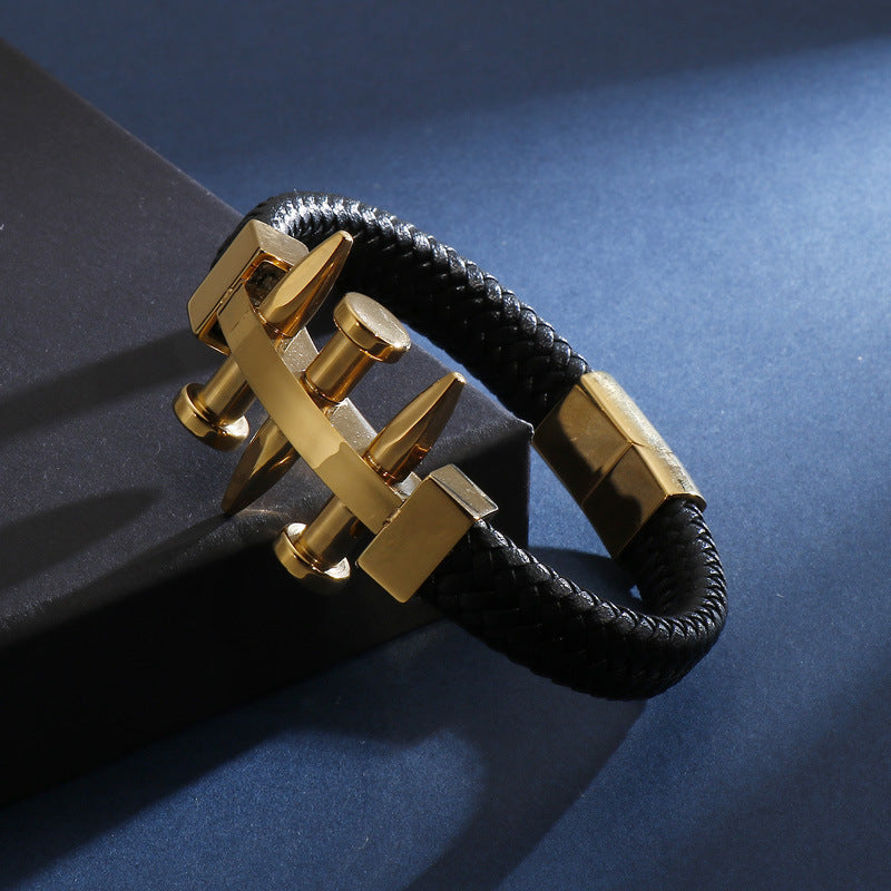Bracelet cuir – acier titane