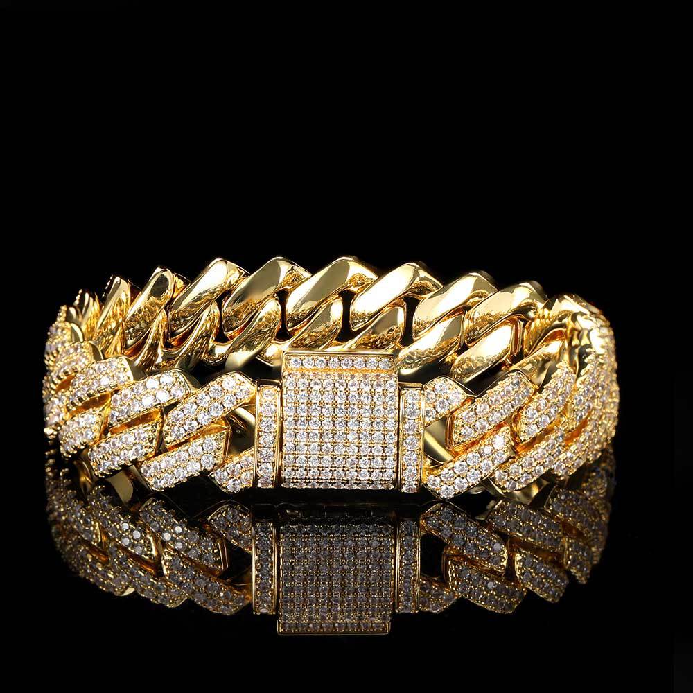 Bracelet homme – chaîne pavée zircon (14 mm)