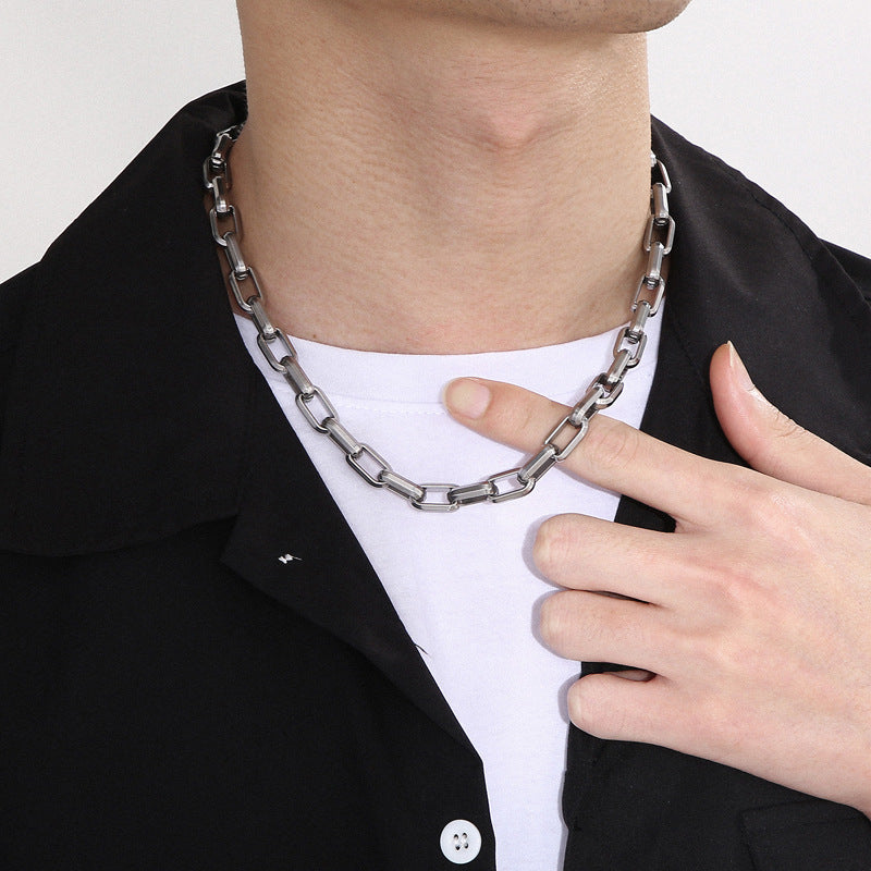 Collier "Square Link" en Acier Titane