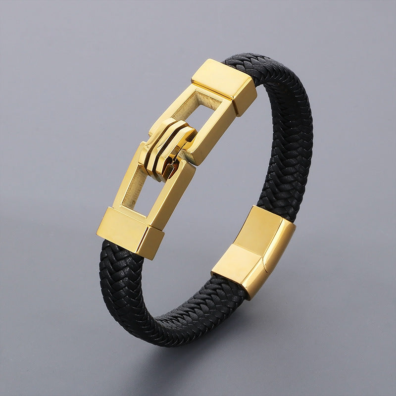 Bracelet "Titanium Loop" en Cuir et Acier