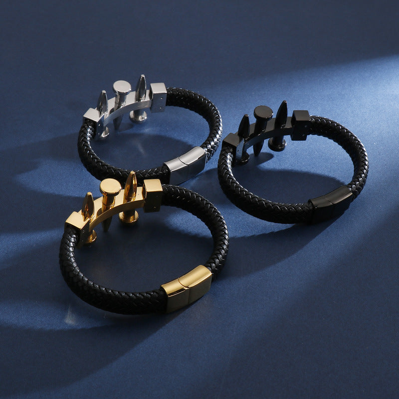Bracelet cuir – acier titane