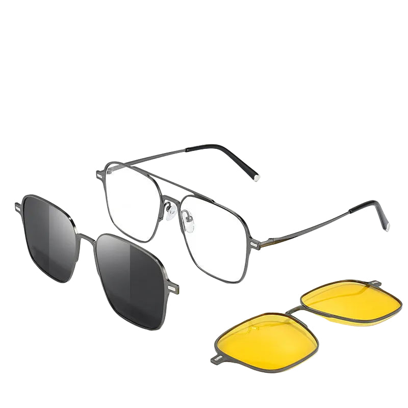 Lunettes 2-en-1 à clip magnétique – verres polarisés anti-UV