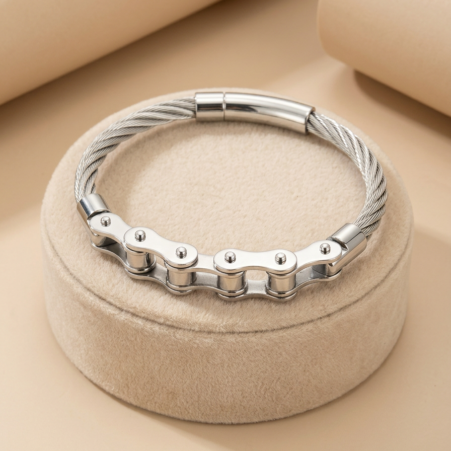 Bracelet "Moto Steel" en Acier Titane